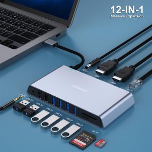 BENFEI 12-in-1 USB-C Docking Station with Dual HDMI, 6 USB Ports, SD/TF Card Reader & Gigabit Ethernet - Image 2