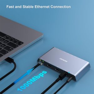 BENFEI 12-in-1 USB-C Docking Station with Dual HDMI, 6 USB Ports, SD/TF Card Reader & Gigabit Ethernet - Image 5