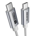 BENFEI 100W USB-C Fast Charging Cable 3.3ft Tangle-Free Silicone Aluminum Shell (Silver)
