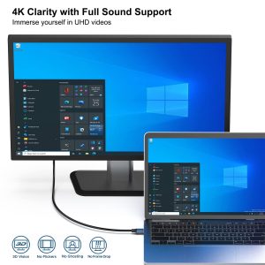 BENFEI USB-C to DisplayPort Cable 8K@60Hz 4K@144Hz 6 Feet Thunderbolt 3/4 (Gray, Aluminium Shell) - Image 2