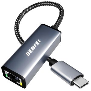 BENFEI USB-C to Ethernet Adapter Gigabit RJ45 LAN (Thunderbolt 3/4 Compatible, Grey)