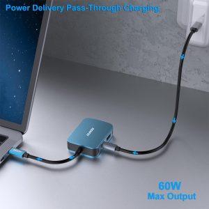BENFEI USB-C Hub 4-in-1 (HDMI + VGA + USB 3.0 + 60W PD, Blue) - Image 7
