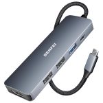 BENFEI USB-C Hub 5-in-1 with 4K HDMI, 100W Power Delivery, 3 USB-A, Silicone Cable (Aluminum Case)
