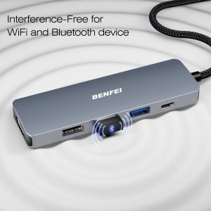 BENFEI USB-C Hub 5-in-1 with 4K HDMI, 100W Power Delivery, 3 USB-A, Silicone Cable (Aluminum Case) - Image 7