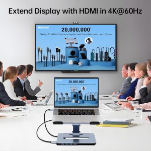 BENFEI Laptop Stand with USB-C 6-in-1 Docking Station (HDMI 4K@60Hz, 4x USB 3.0, 100W PD) - Image 7