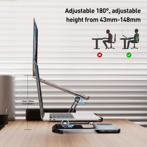 BENFEI Laptop Stand with USB-C 6-in-1 Docking Station, 15W Magnetic Wireless Charger & KVM Switch - Image 7