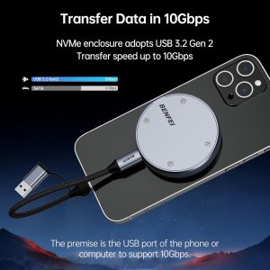 BENFEI Magnetic M.2 NVMe SSD Enclosure (10Gbps, MagSafe Compatible, Up to 2TB) - Image 6